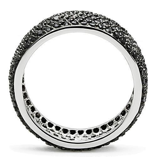MA3W158 - Rhodium + Ruthenium Brass Ring with AAA Grade CZ  in Jet