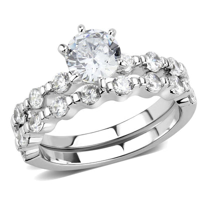 MA3W1593 - Rhodium Brass Ring with AAA Grade CZ  in Clear