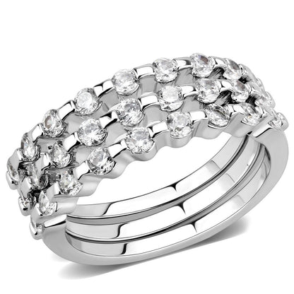 MA3W1595 - Rhodium Brass Ring with AAA Grade CZ  in Clear