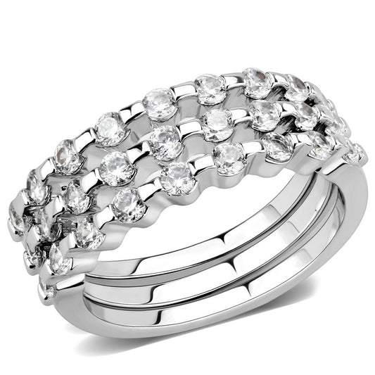 MA3W1595 - Rhodium Brass Ring with AAA Grade CZ  in Clear