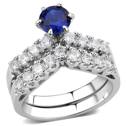 MA3W1596 - Rhodium Brass Ring with AAA Grade CZ  in London Blue