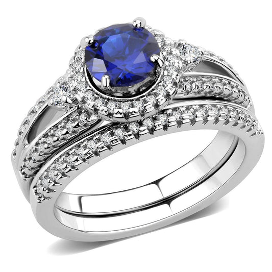 MA3W1598 - Rhodium Brass Ring with AAA Grade CZ  in London Blue