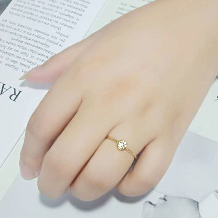 MA3W1613 - Flash Gold Brass Ring with AAA Grade CZ in Clear