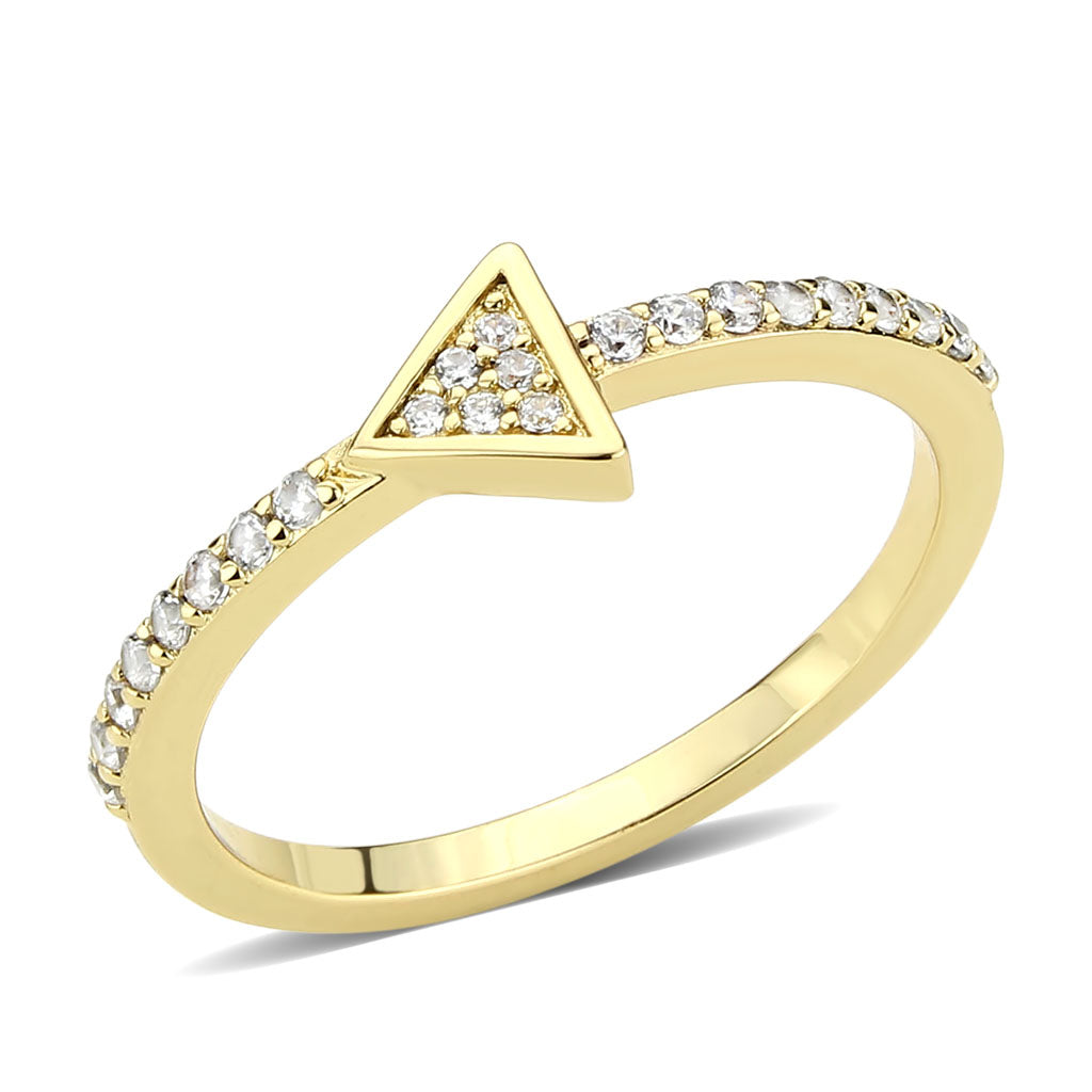 MA3W1615 - Flash Gold Brass Ring with AAA Grade CZ in Clear
