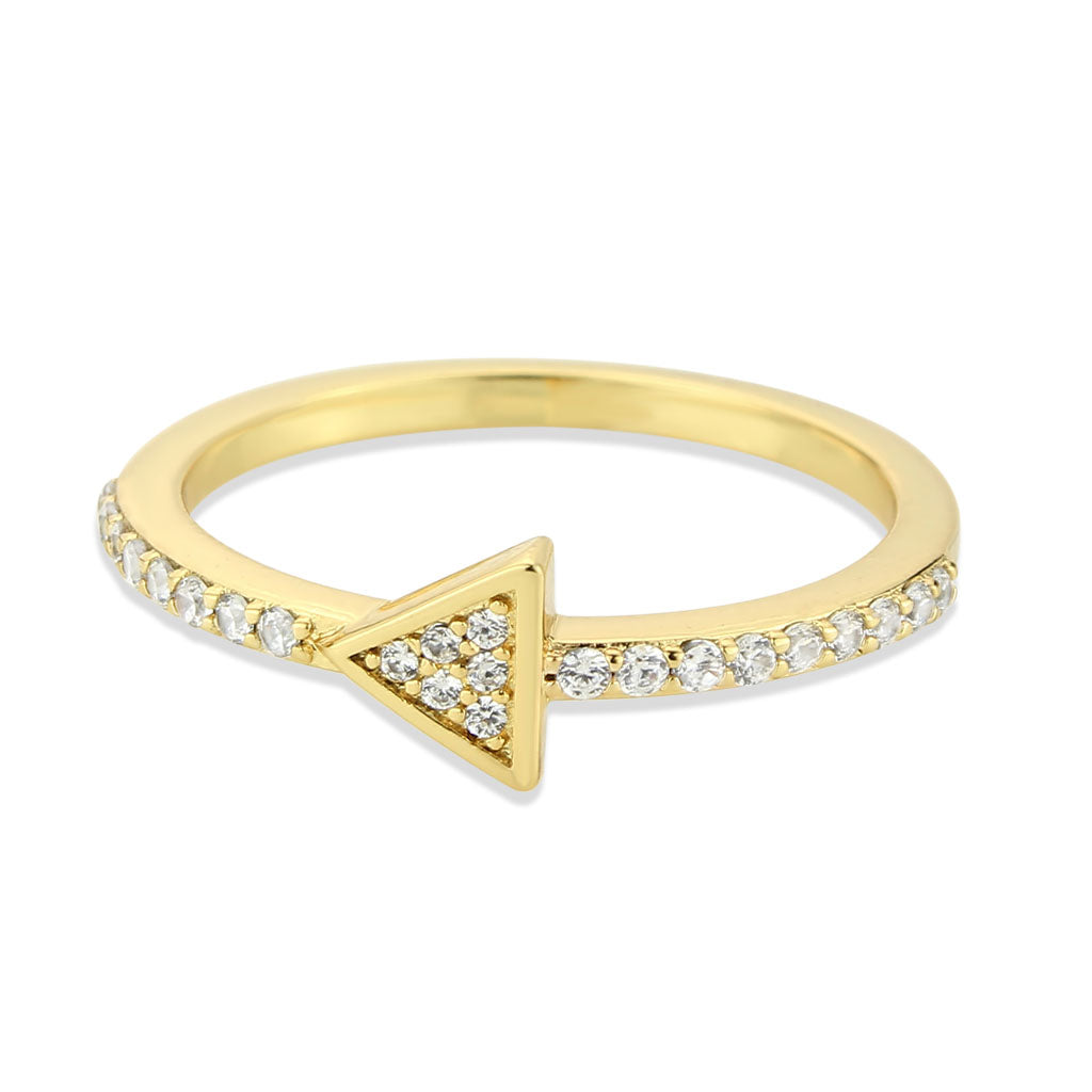 MA3W1615 - Flash Gold Brass Ring with AAA Grade CZ in Clear