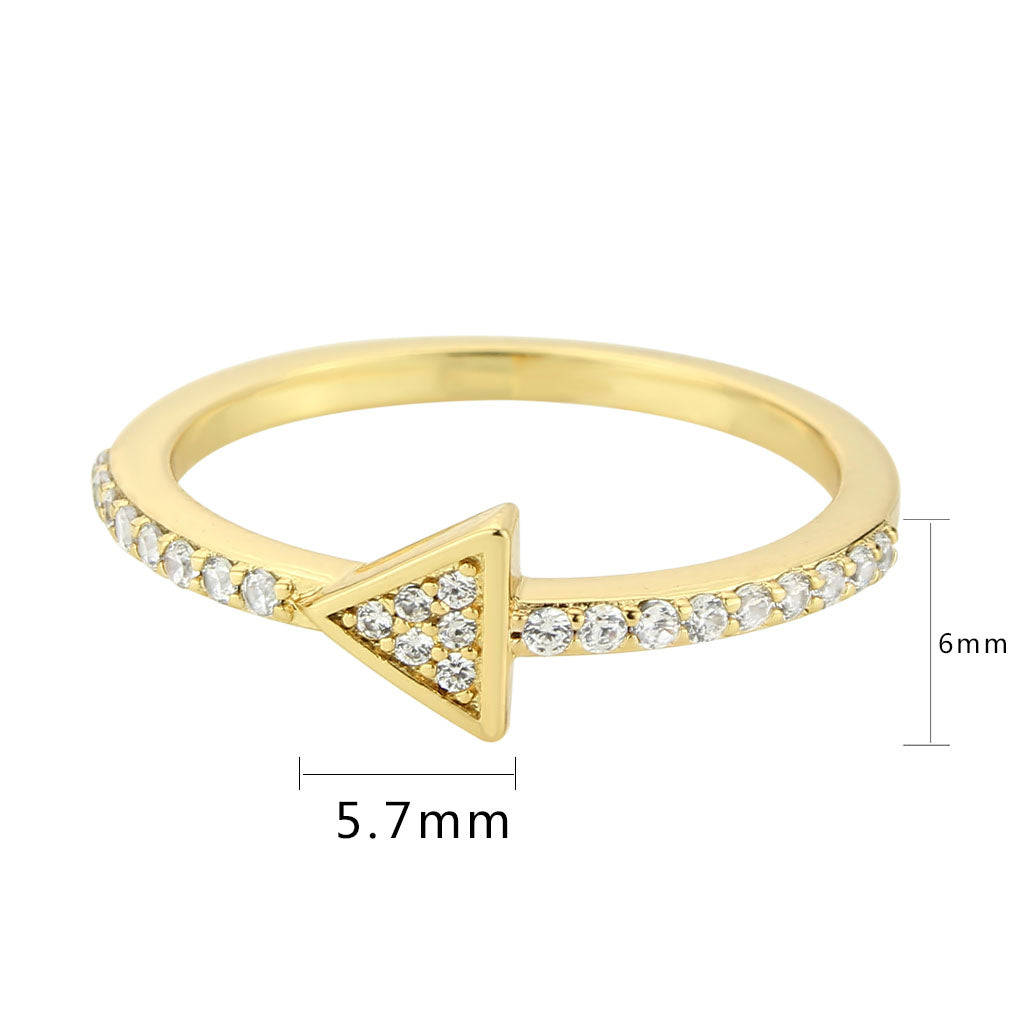 MA3W1615 - Flash Gold Brass Ring with AAA Grade CZ in Clear