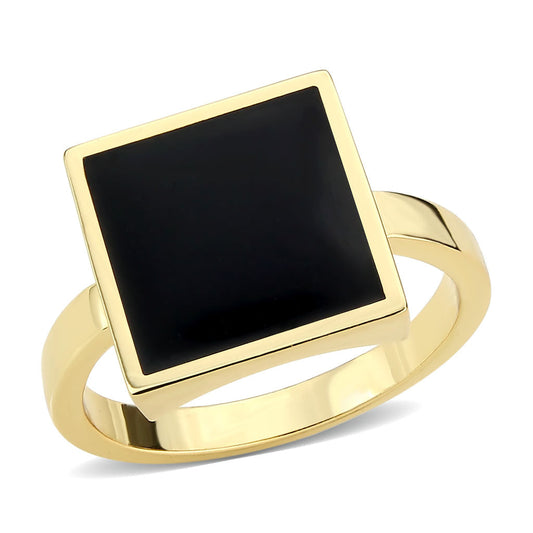 MA3W1619 - Flash Gold Brass Ring with Epoxy in Jet