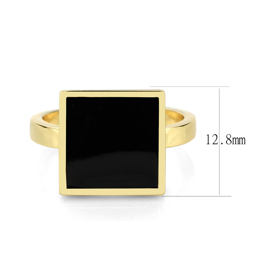 MA3W1619 - Flash Gold Brass Ring with Epoxy in Jet
