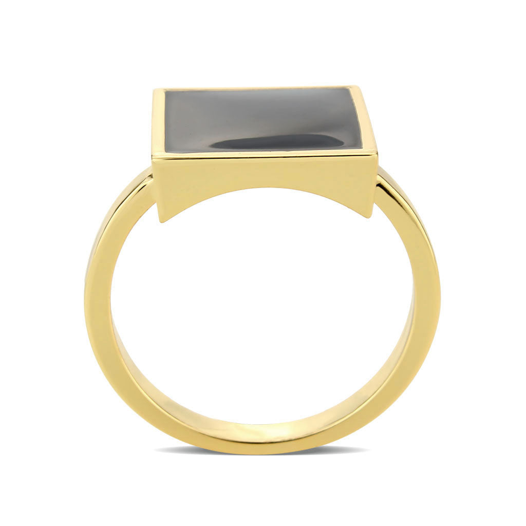 MA3W1619 - Flash Gold Brass Ring with Epoxy in Jet