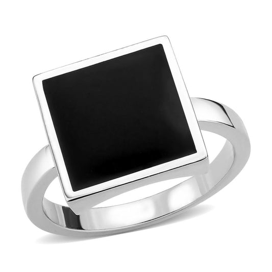 MA3W1620 - Rhodium Brass Ring with Epoxy in Jet