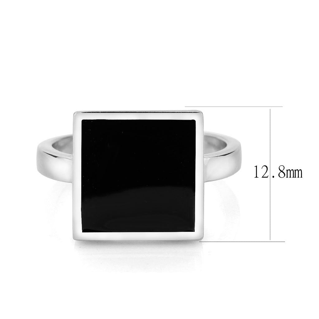 MA3W1620 - Rhodium Brass Ring with Epoxy in Jet