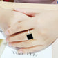 MA3W1620 - Rhodium Brass Ring with Epoxy in Jet