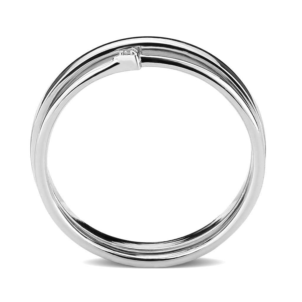 MA3W1623 - Rhodium Brass Ring with AAA Grade CZ in Clear