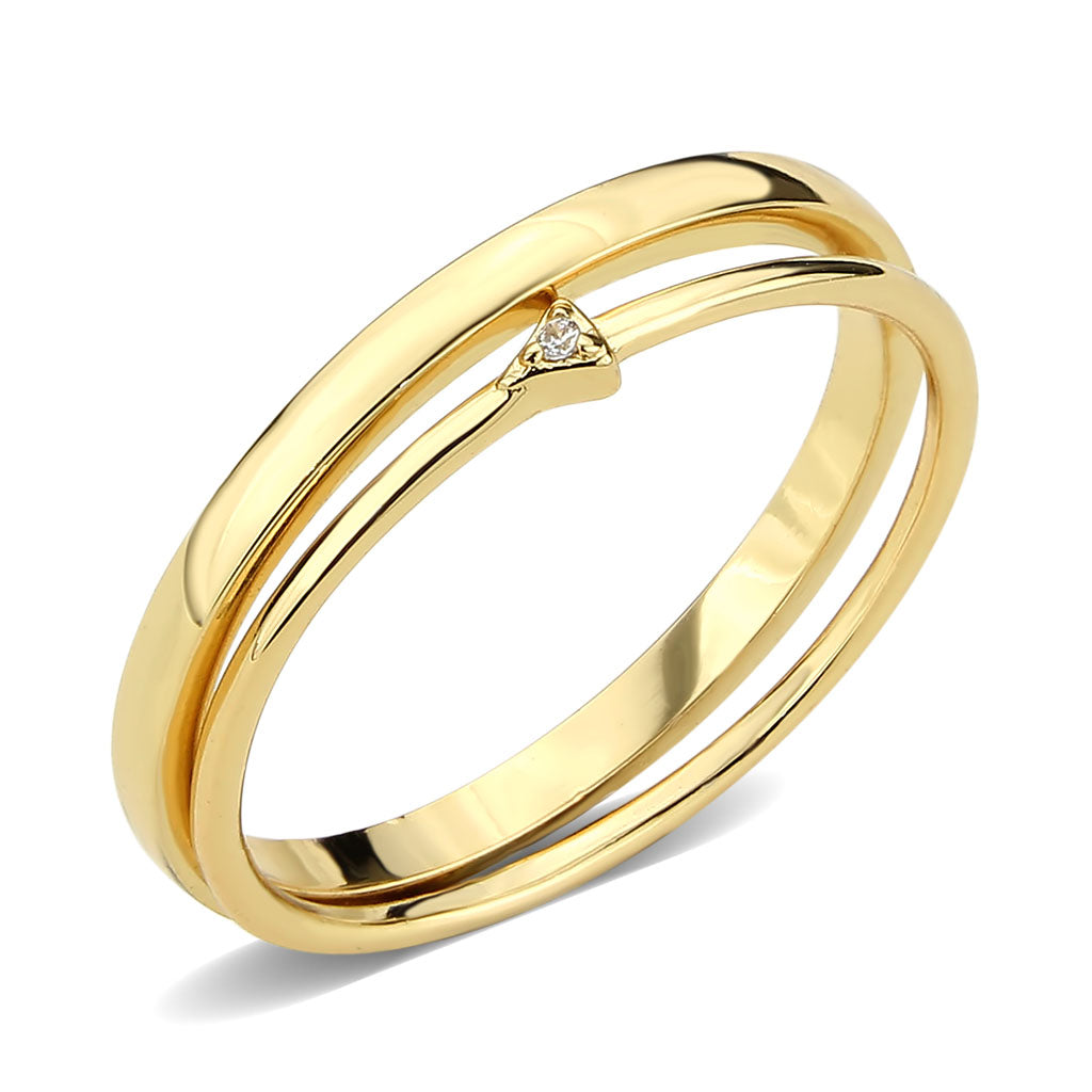 MA3W1624 - Flash Gold Brass Ring with AAA Grade CZ in Clear