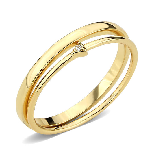 MA3W1624 - Flash Gold Brass Ring with AAA Grade CZ in Clear