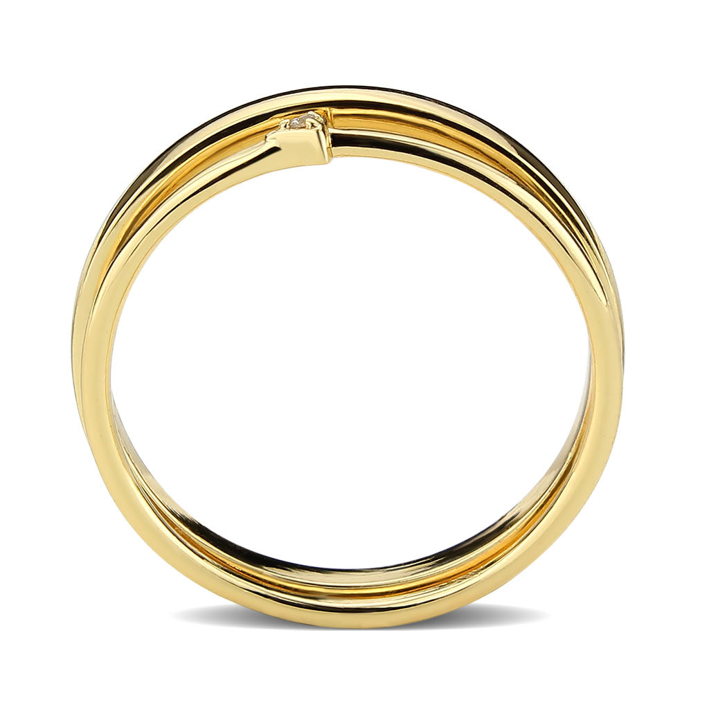MA3W1624 - Flash Gold Brass Ring with AAA Grade CZ in Clear