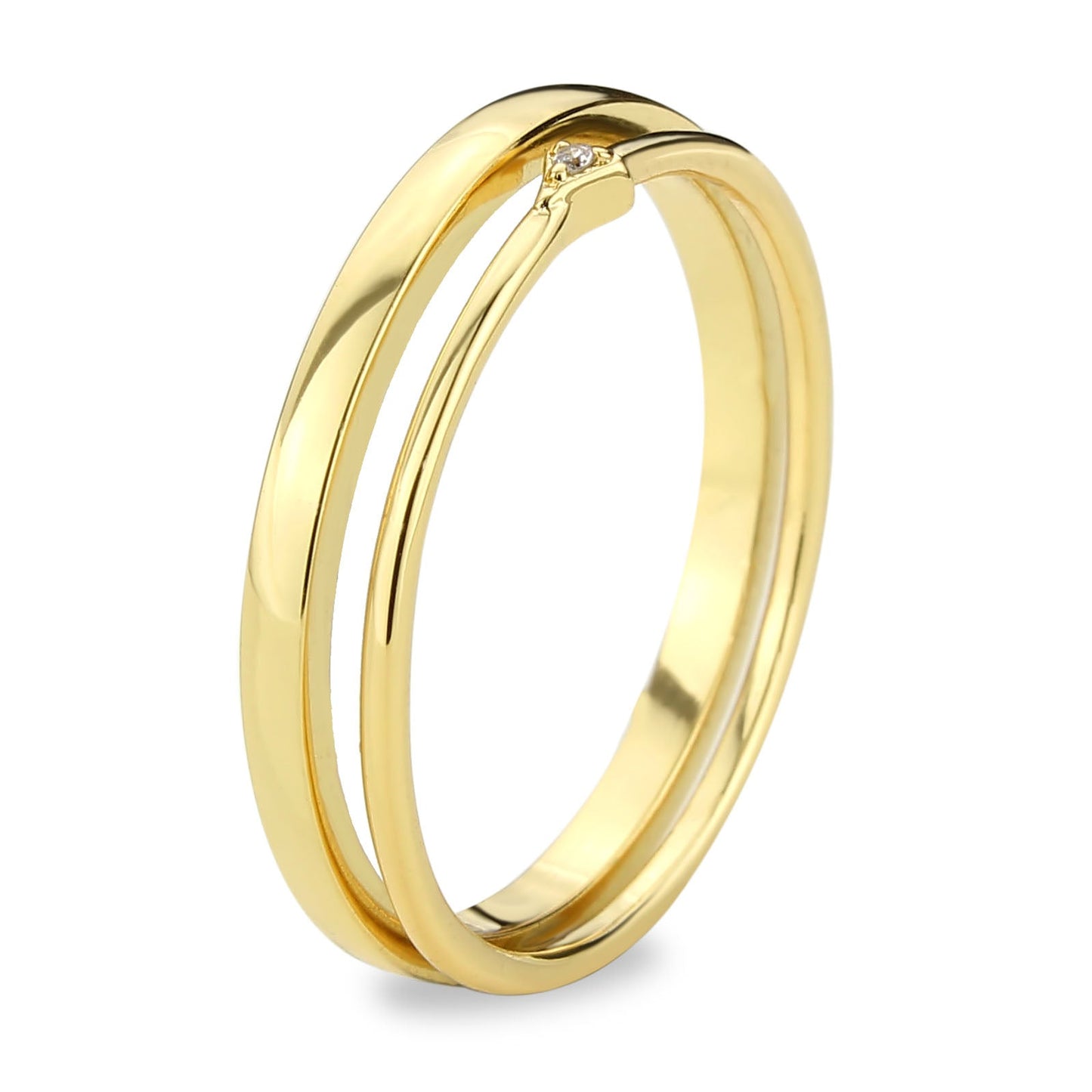 MA3W1624 - Flash Gold Brass Ring with AAA Grade CZ in Clear
