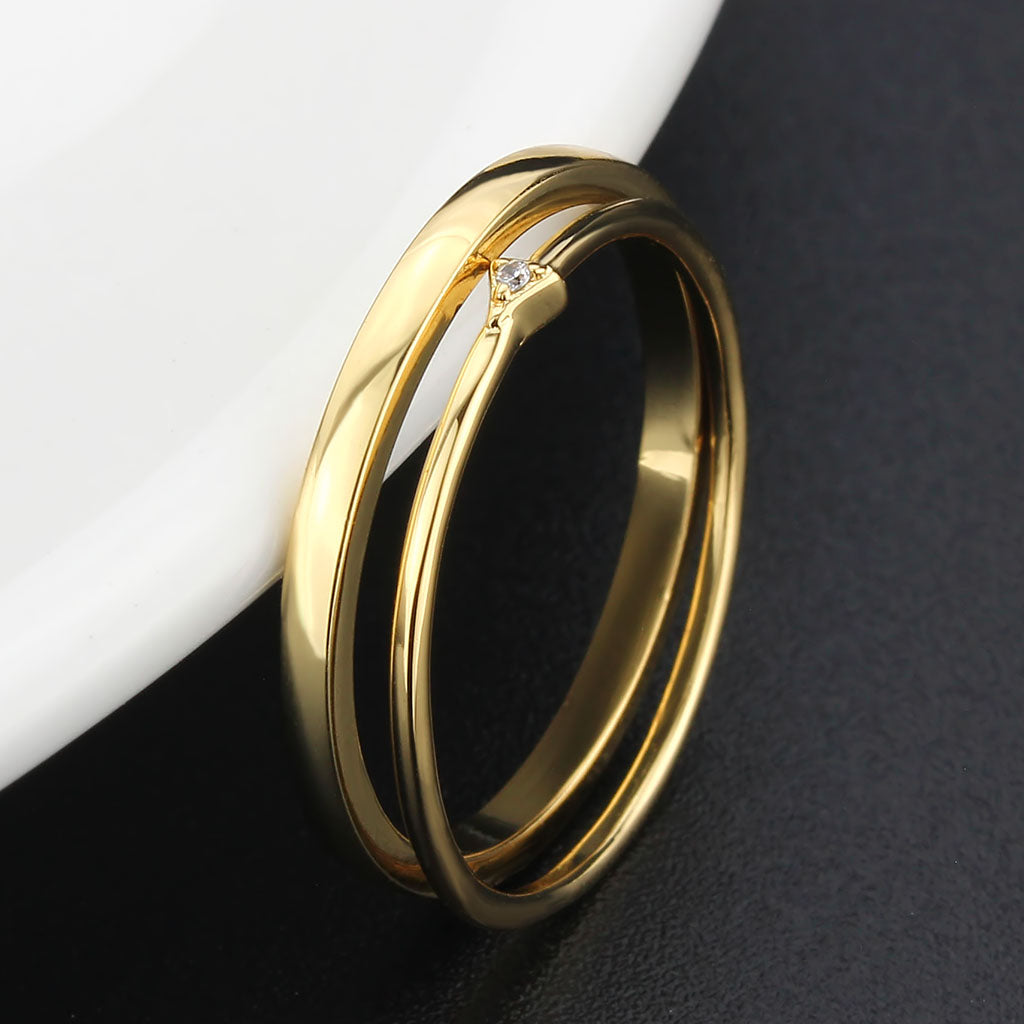 MA3W1624 - Flash Gold Brass Ring with AAA Grade CZ in Clear