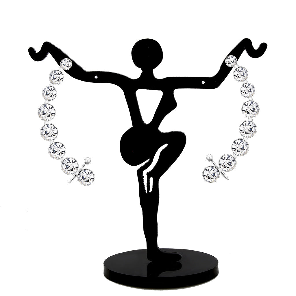 MA3W1635 - High polished (no plating) Stainless Steel Earring with Top Grade Crystal in Clear