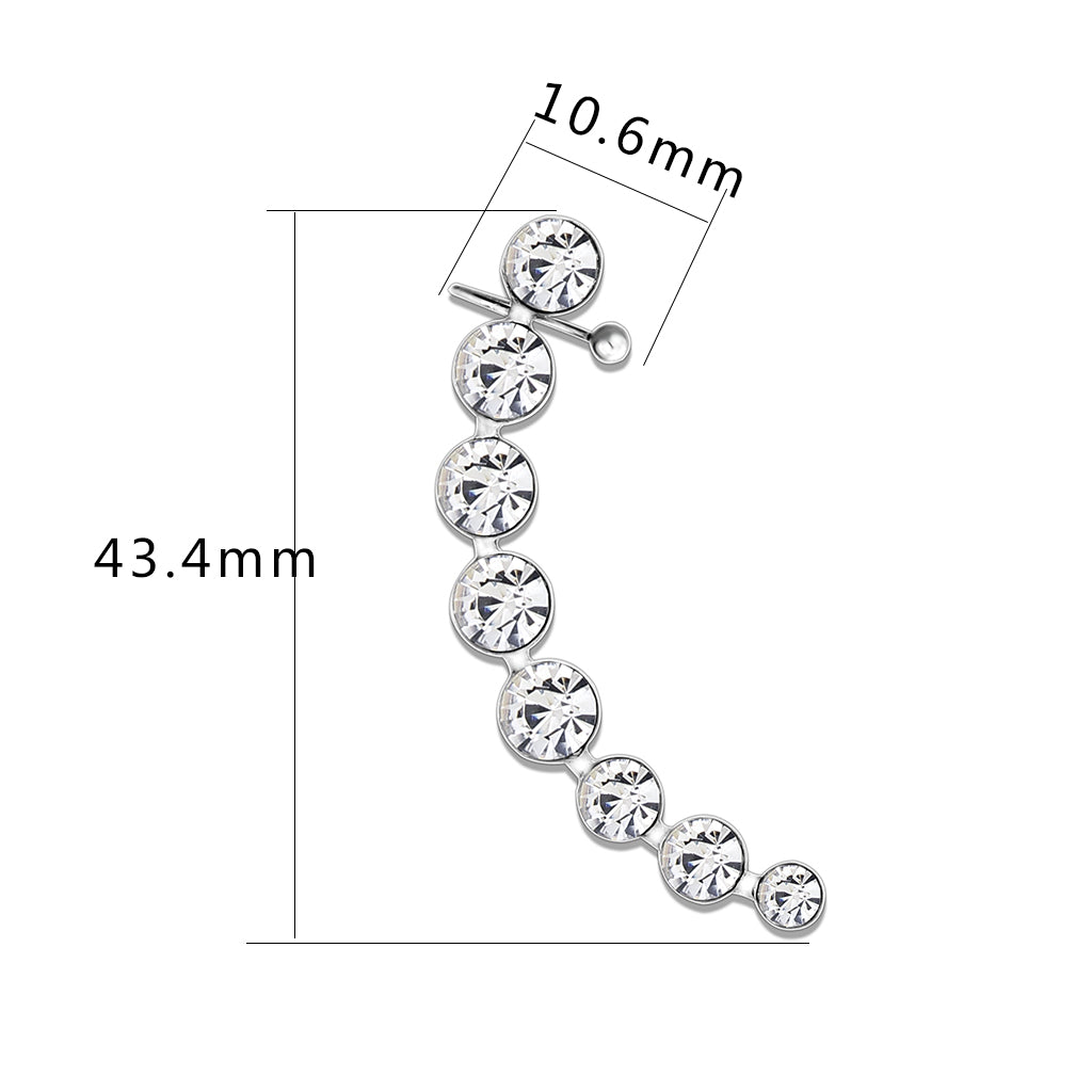 MA3W1635 - High polished (no plating) Stainless Steel Earring with Top Grade Crystal in Clear