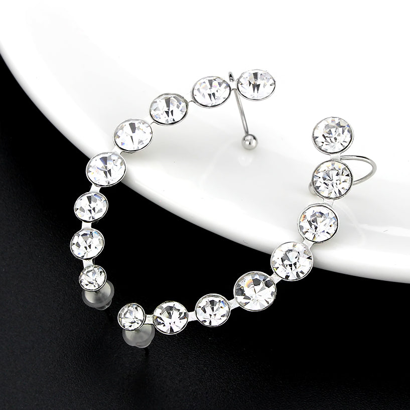 MA3W1635 - High polished (no plating) Stainless Steel Earring with Top Grade Crystal in Clear
