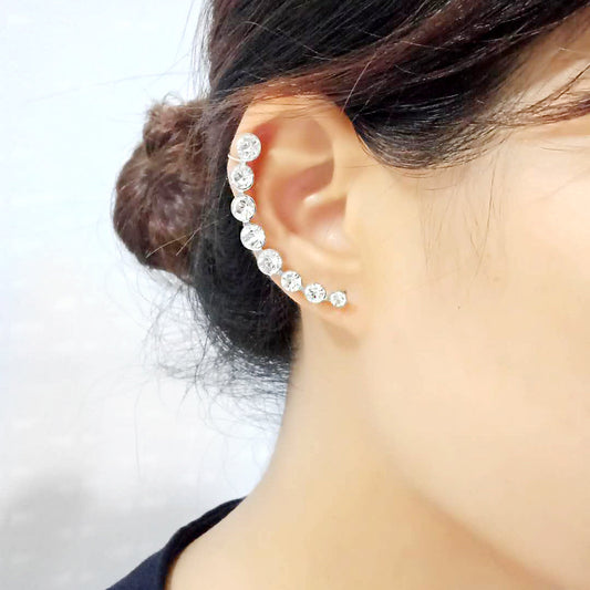 MA3W1635 - High polished (no plating) Stainless Steel Earring with Top Grade Crystal in Clear