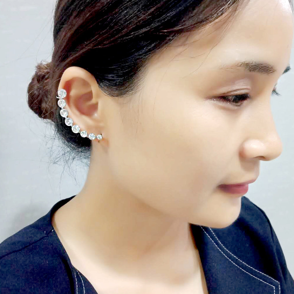 MA3W1635 - High polished (no plating) Stainless Steel Earring with Top Grade Crystal in Clear