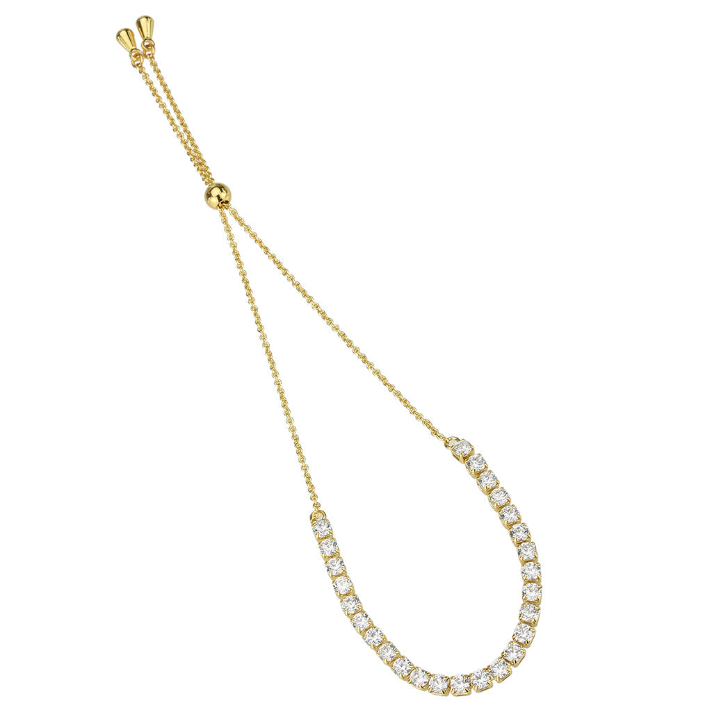 MA3W1647 - Gold Brass Bracelet with AAA Grade CZ in Clear