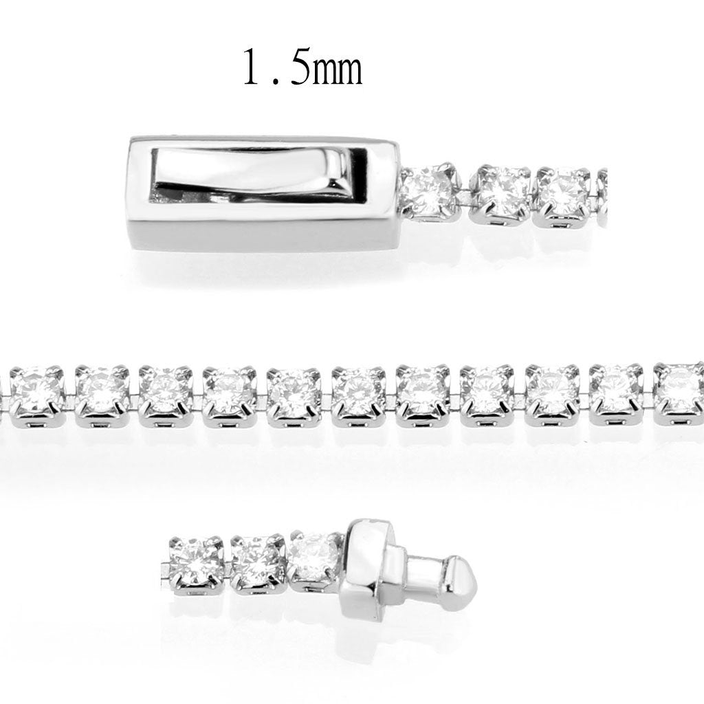 MA3W1679 - Rhodium Brass Bracelet with AAA Grade CZ in Clear