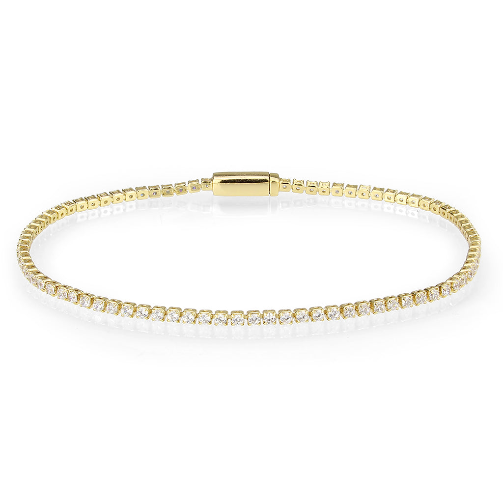 MA3W1680 - Gold Brass Bracelet with AAA Grade CZ in Clear