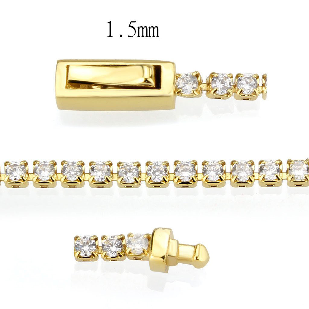 MA3W1680 - Gold Brass Bracelet with AAA Grade CZ in Clear
