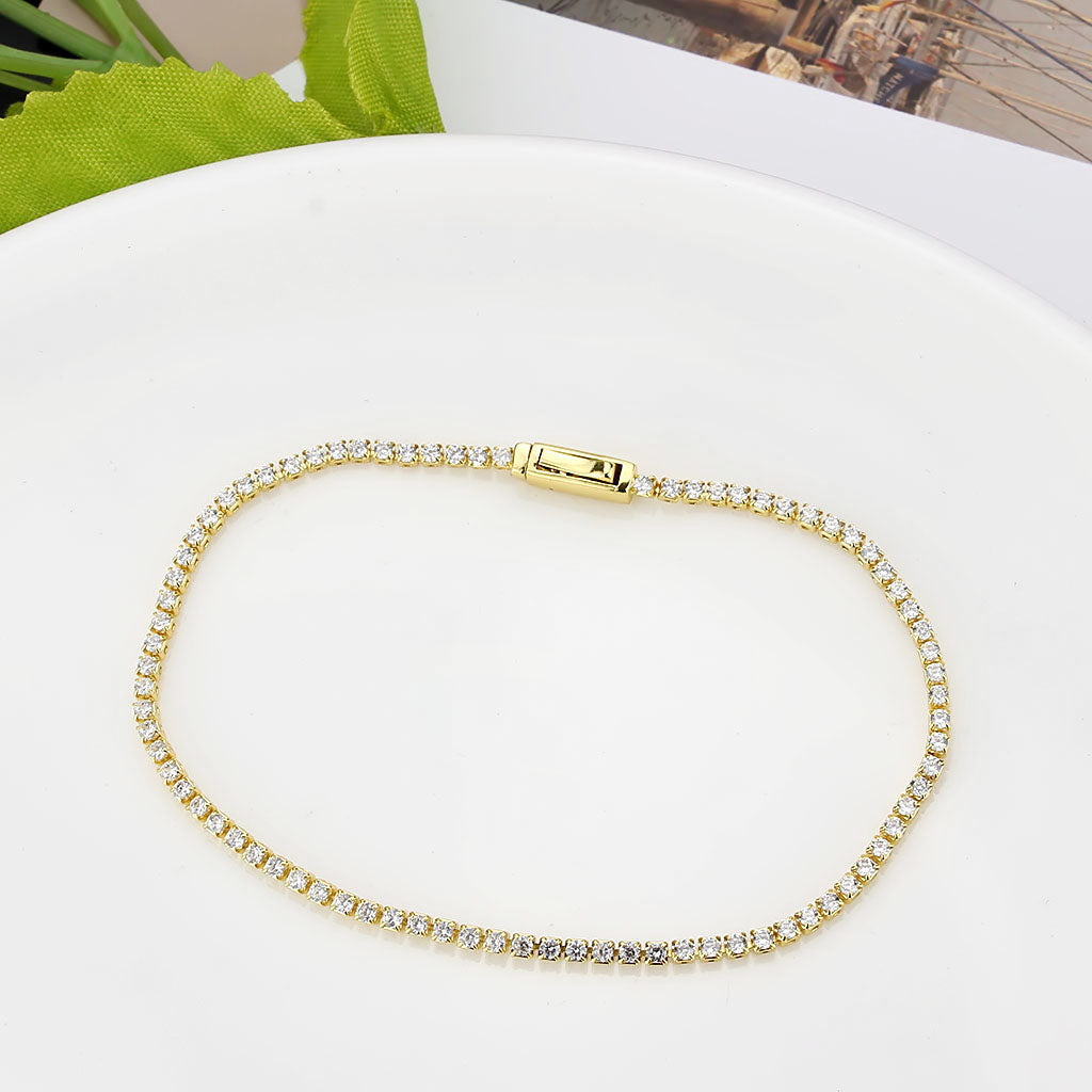 MA3W1680 - Gold Brass Bracelet with AAA Grade CZ in Clear