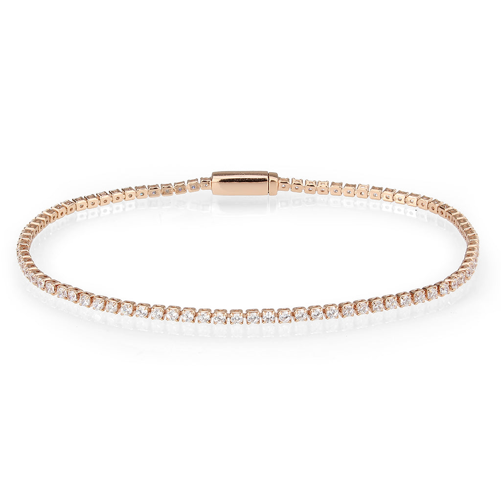 MA3W1681 - Rose Gold Brass Bracelet with AAA Grade CZ in Clear