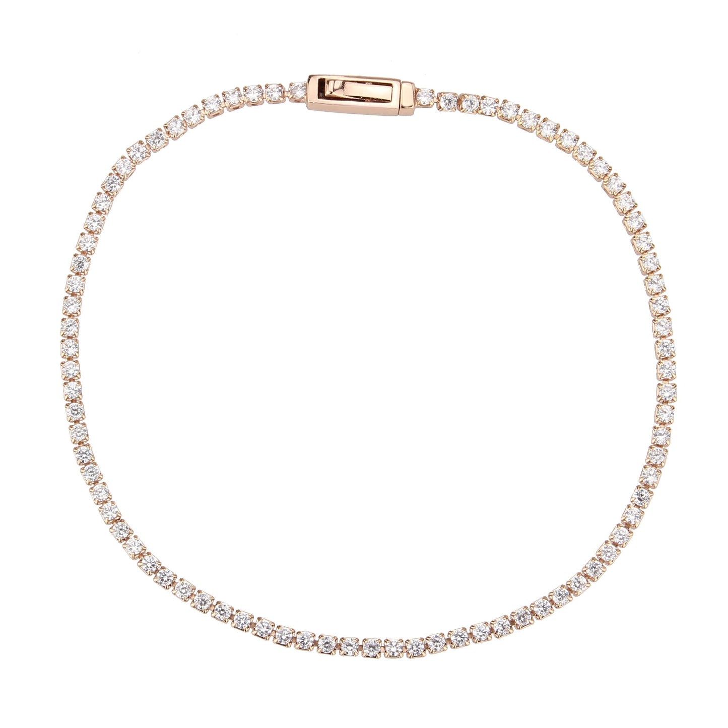 MA3W1681 - Rose Gold Brass Bracelet with AAA Grade CZ in Clear