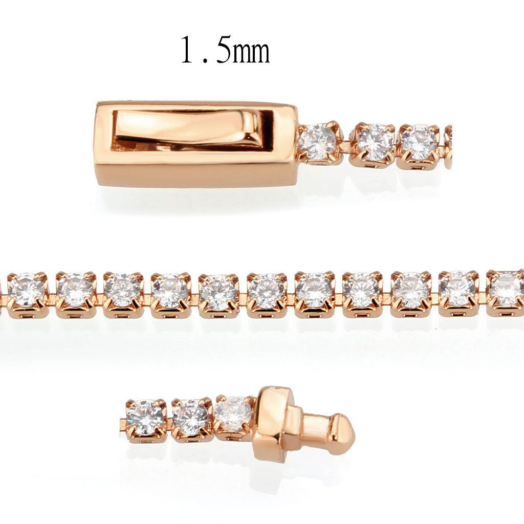 MA3W1681 - Rose Gold Brass Bracelet with AAA Grade CZ in Clear