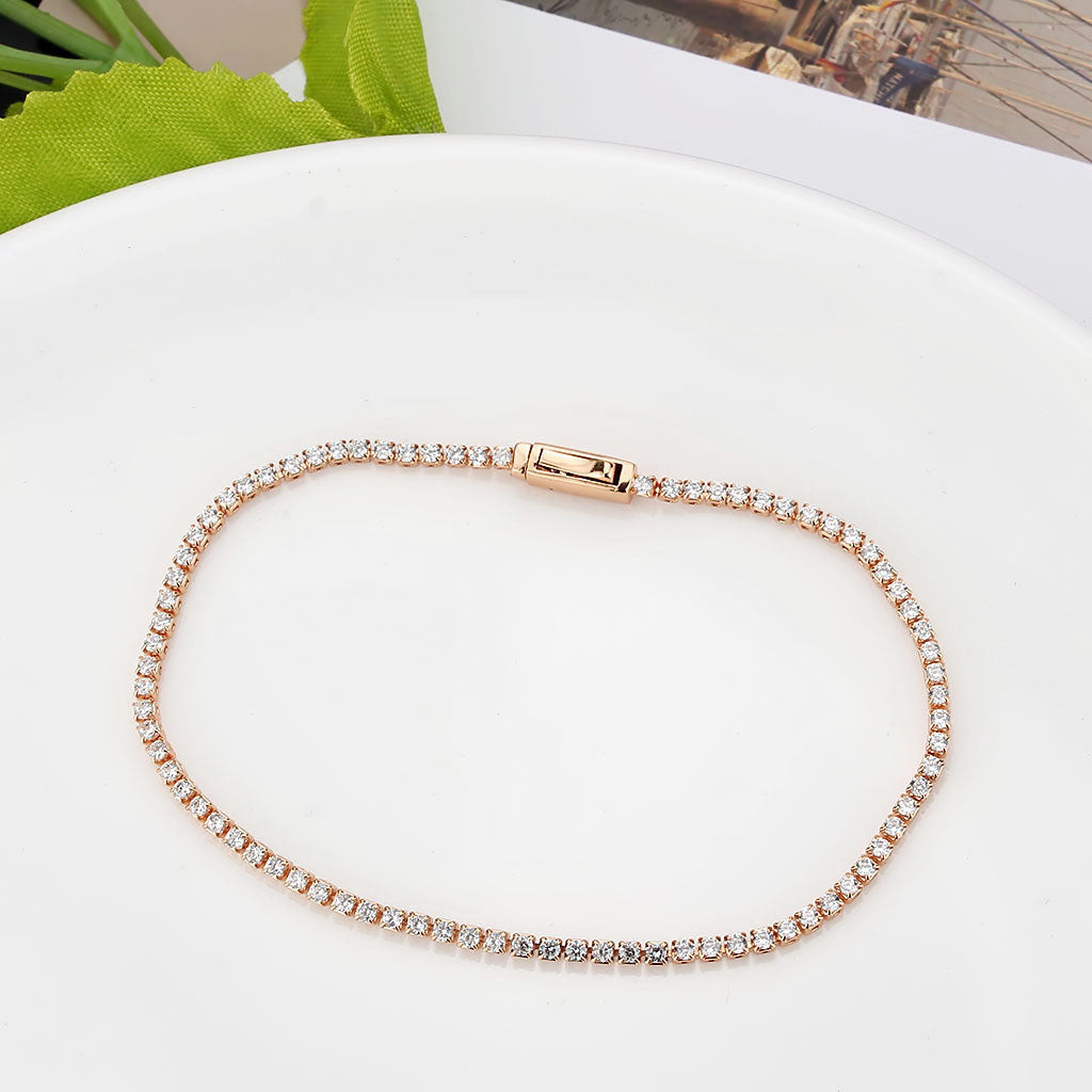 MA3W1681 - Rose Gold Brass Bracelet with AAA Grade CZ in Clear