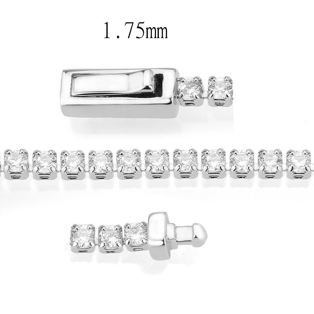 MA3W1682 - Rhodium Brass Bracelet with AAA Grade CZ in Clear