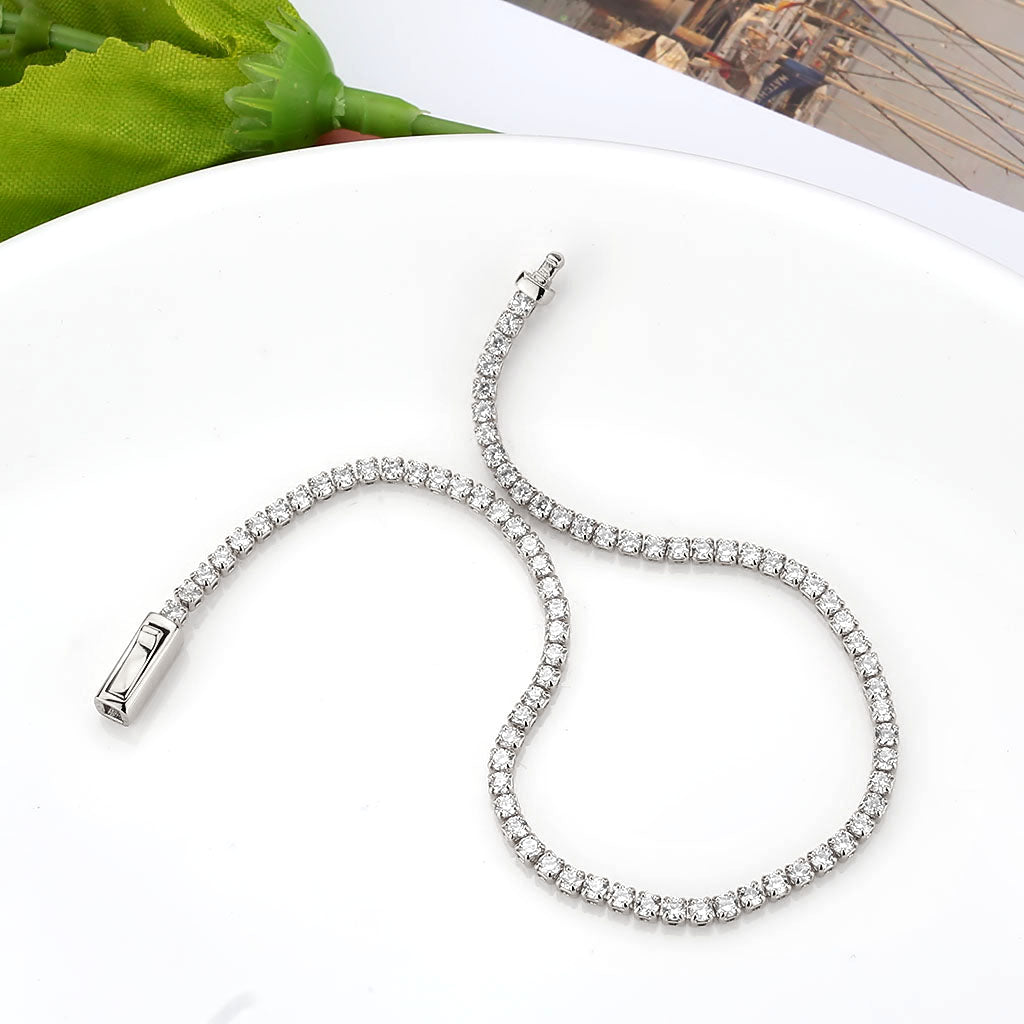 MA3W1682 - Rhodium Brass Bracelet with AAA Grade CZ in Clear