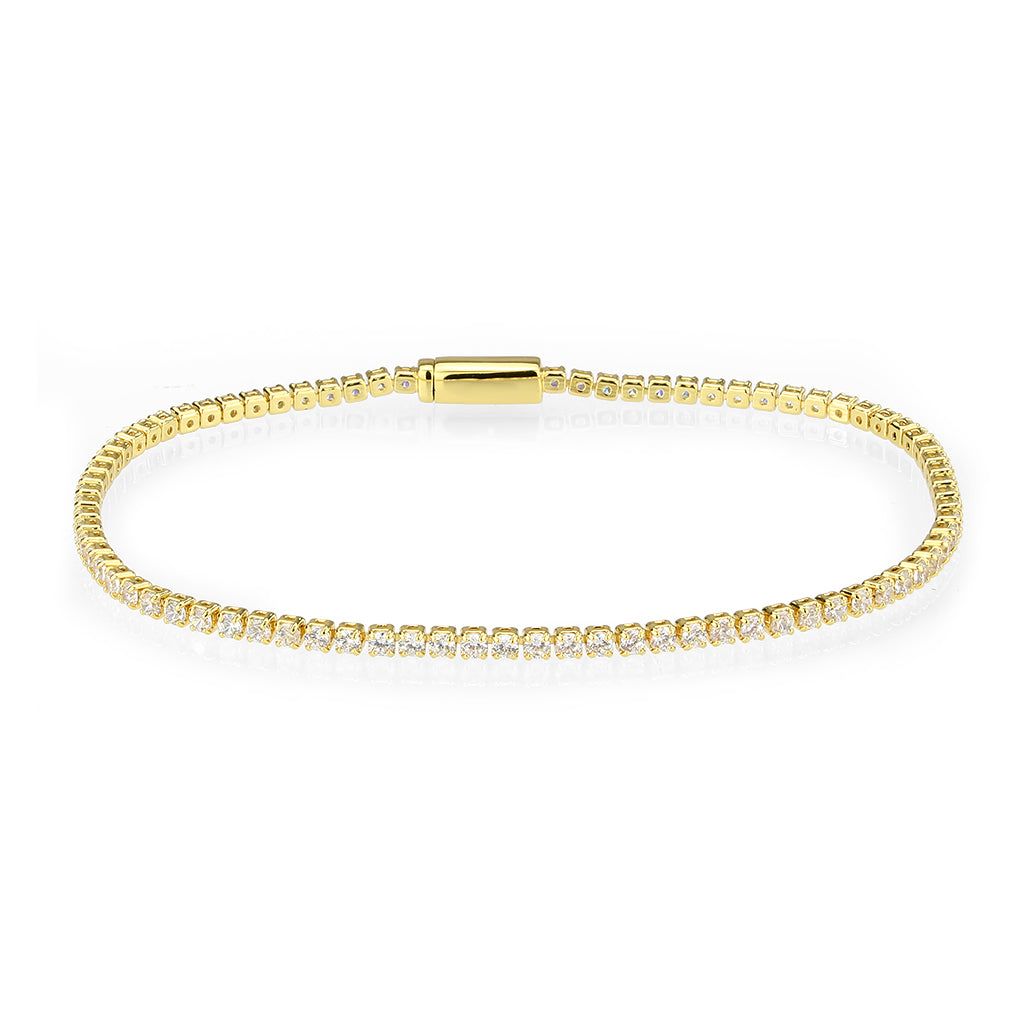 MA3W1683 - Gold Brass Bracelet with AAA Grade CZ in Clear
