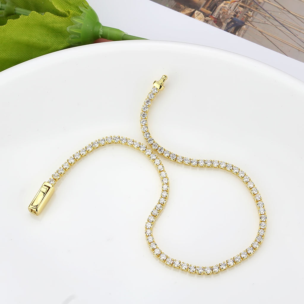 MA3W1683 - Gold Brass Bracelet with AAA Grade CZ in Clear