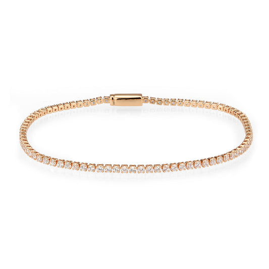 MA3W1684 - Rose Gold Brass Bracelet with AAA Grade CZ in Clear