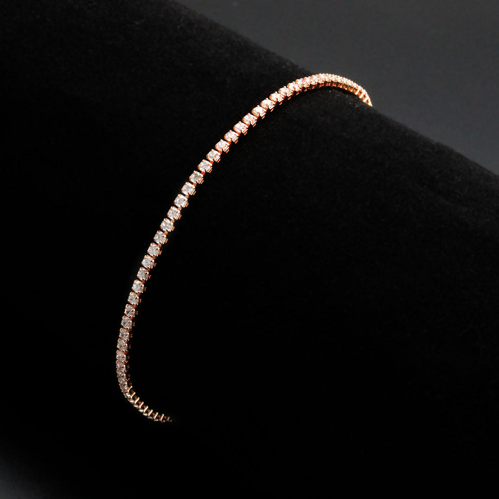 MA3W1684 - Rose Gold Brass Bracelet with AAA Grade CZ in Clear