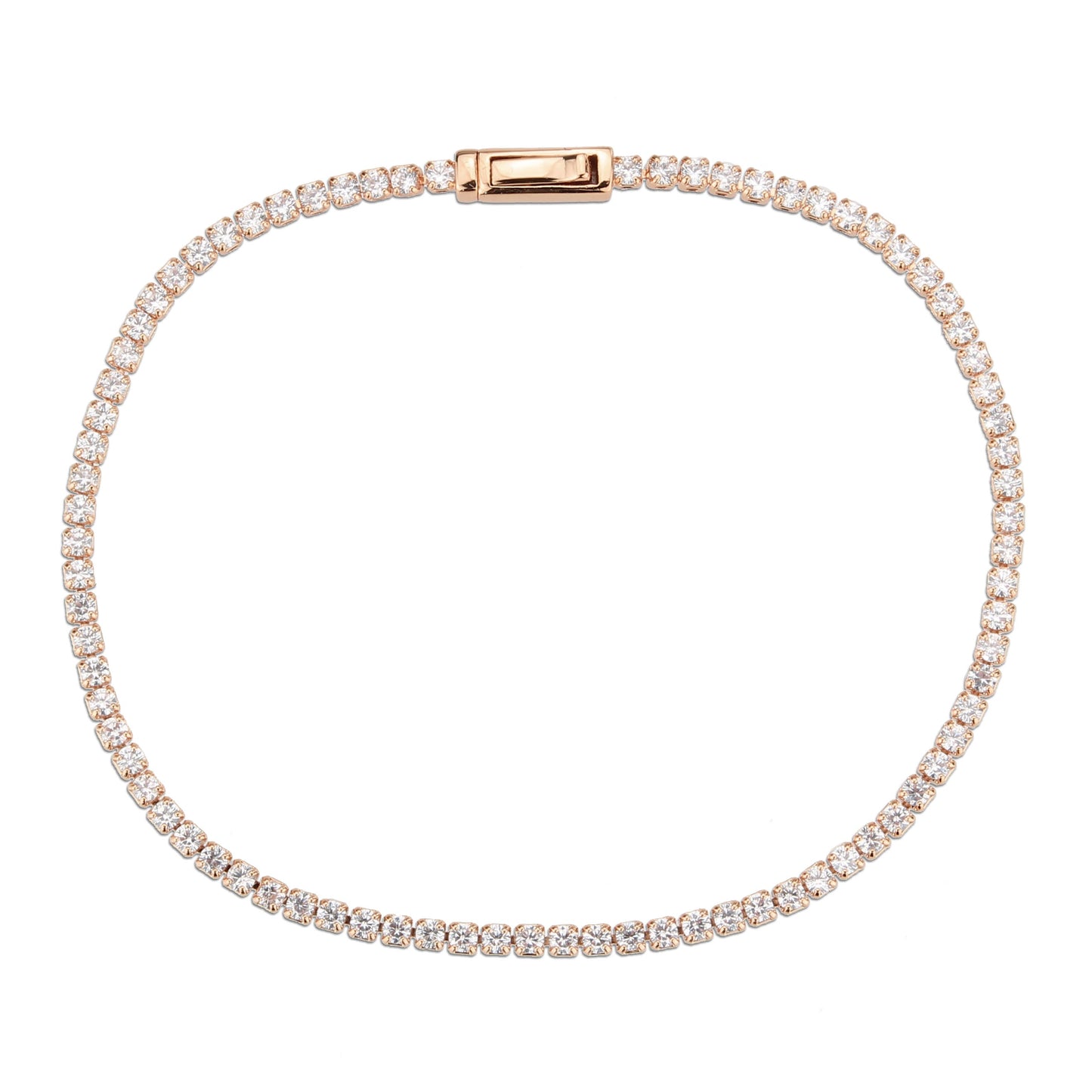 MA3W1684 - Rose Gold Brass Bracelet with AAA Grade CZ in Clear