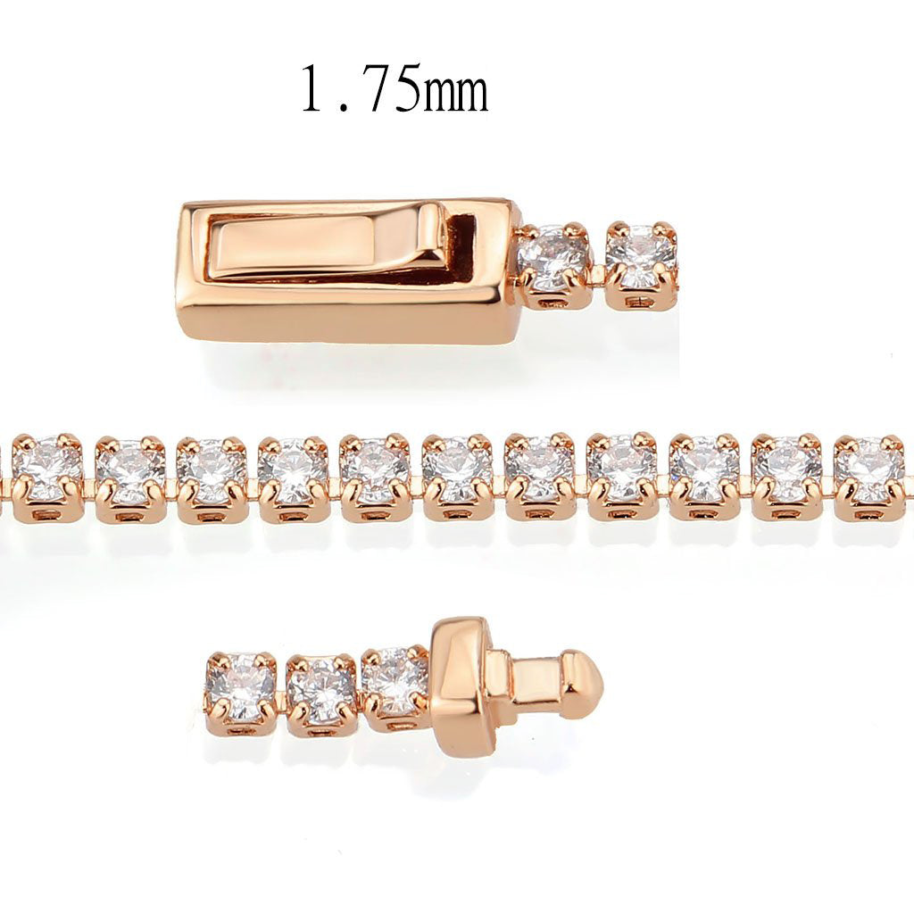 MA3W1684 - Rose Gold Brass Bracelet with AAA Grade CZ in Clear