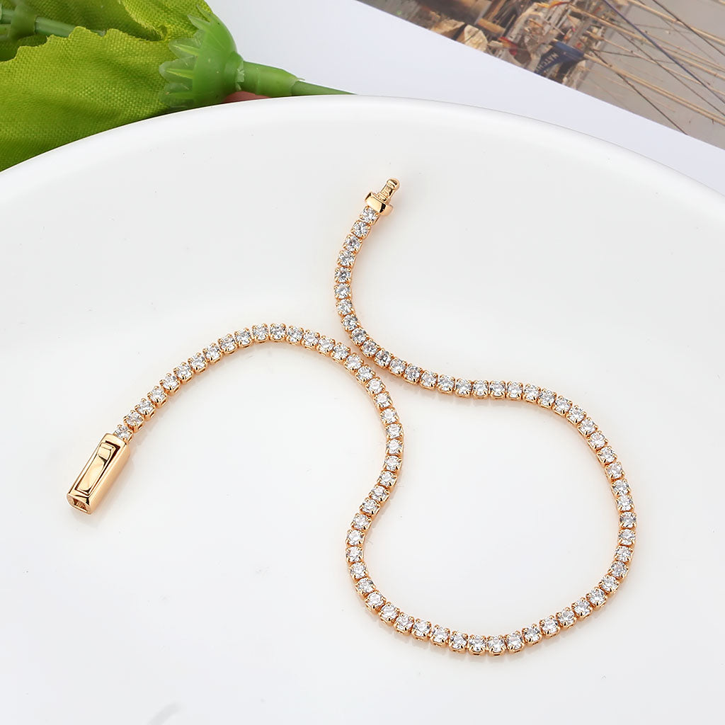 MA3W1684 - Rose Gold Brass Bracelet with AAA Grade CZ in Clear