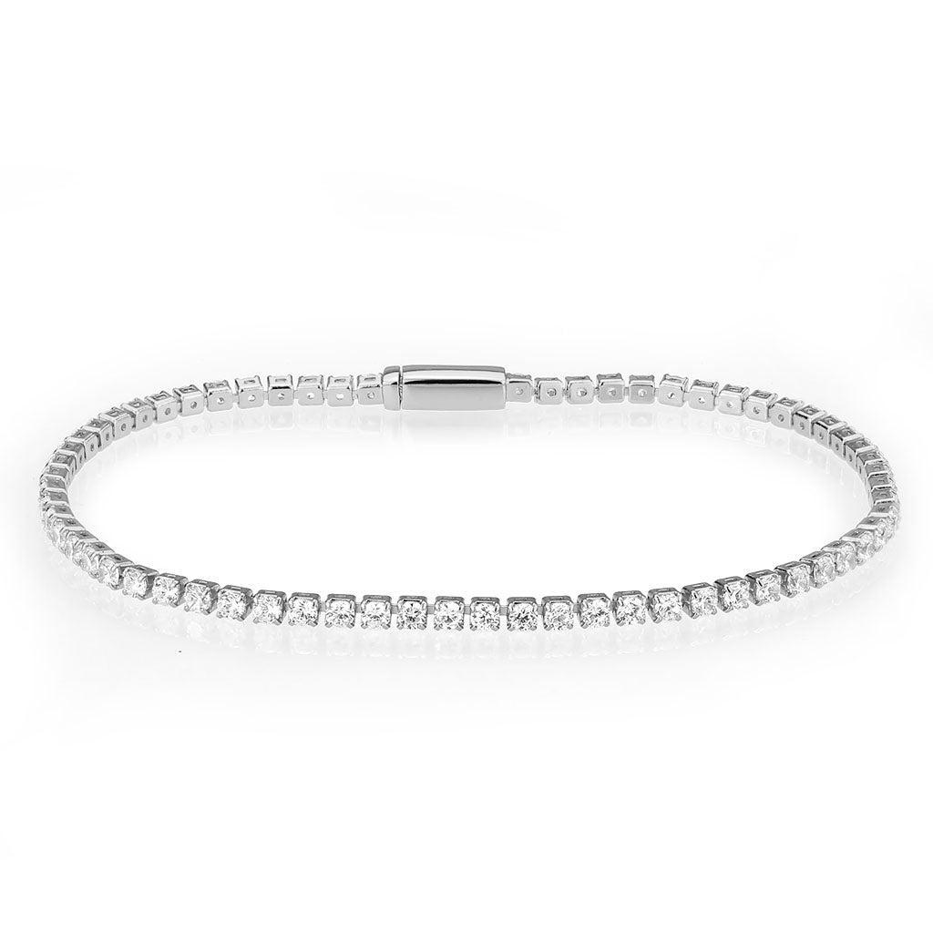 MA3W1685 - Rhodium Brass Bracelet with AAA Grade CZ in Clear