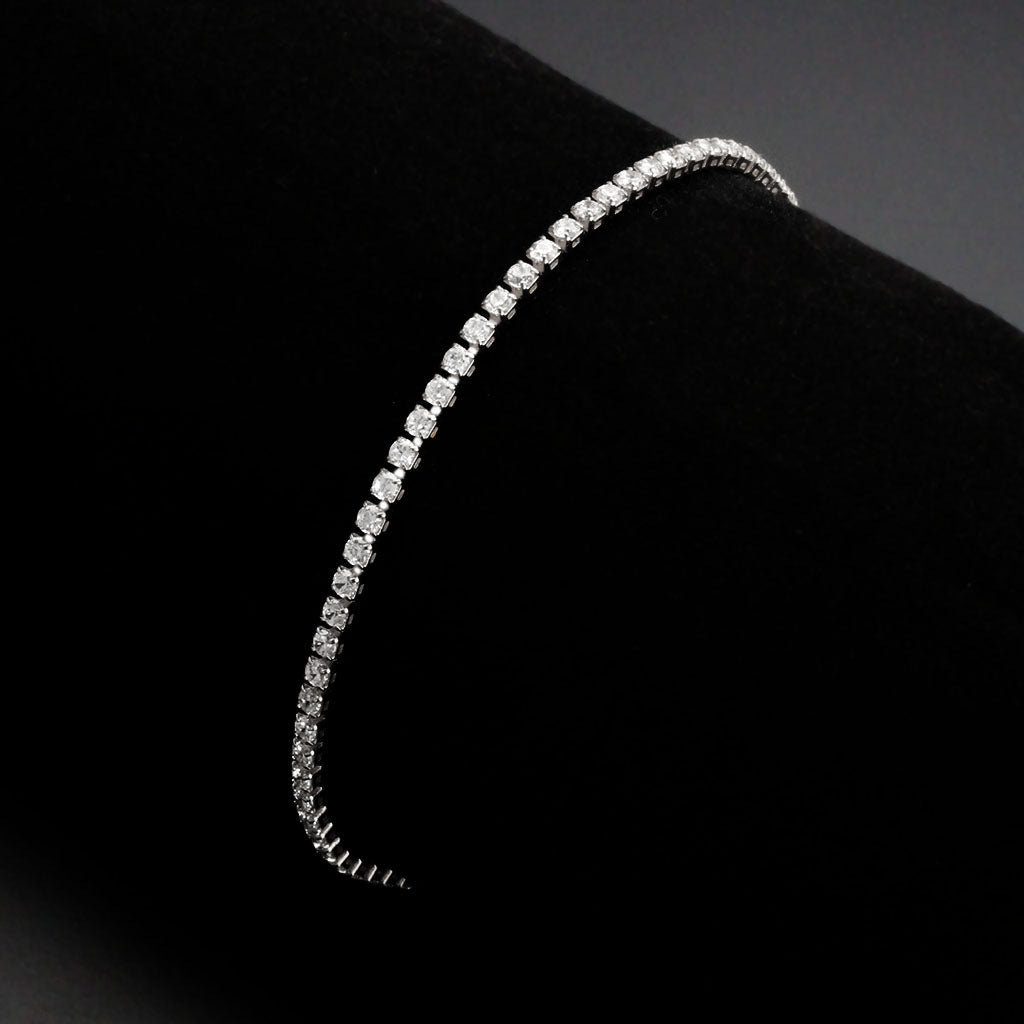 MA3W1685 - Rhodium Brass Bracelet with AAA Grade CZ in Clear