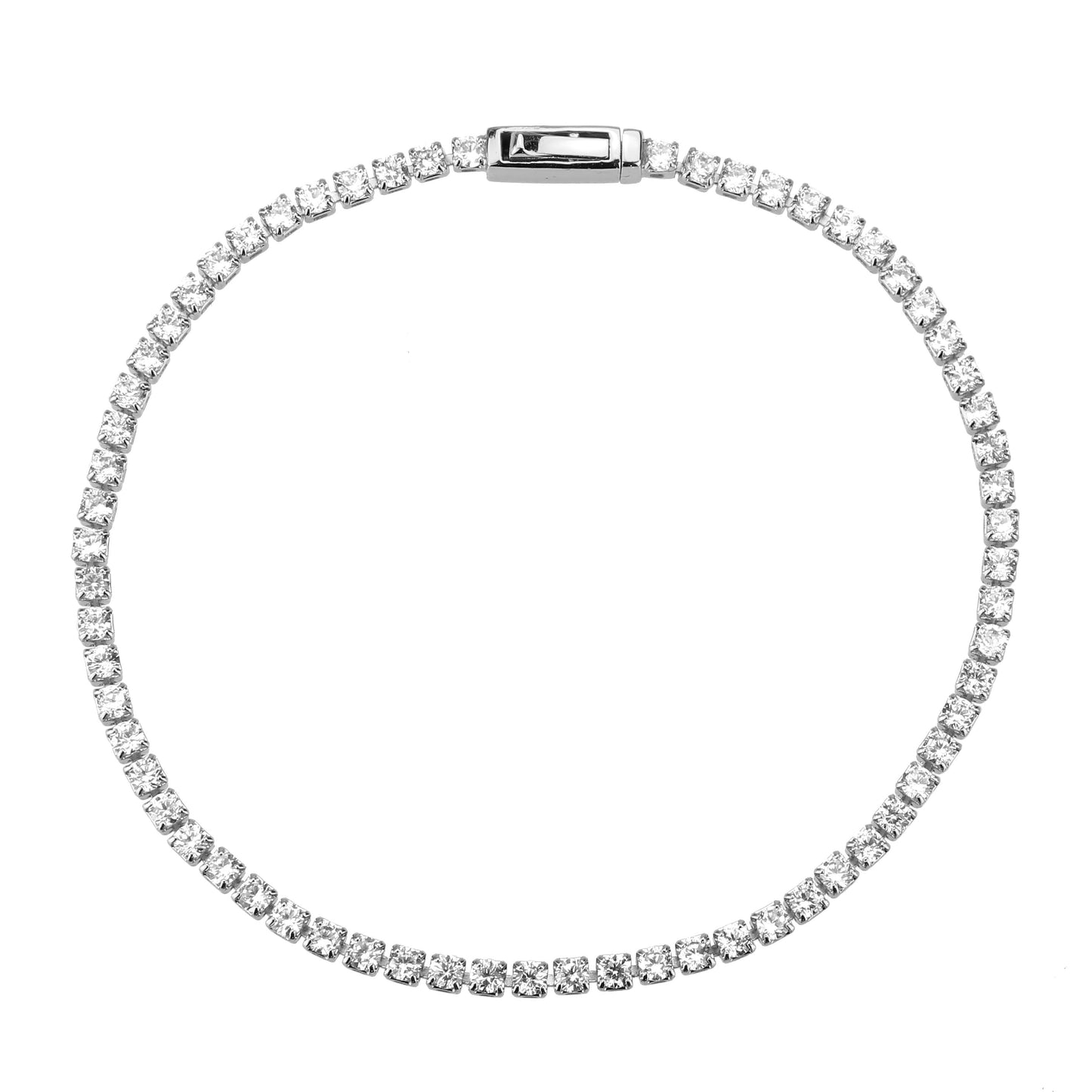 MA3W1685 - Rhodium Brass Bracelet with AAA Grade CZ in Clear