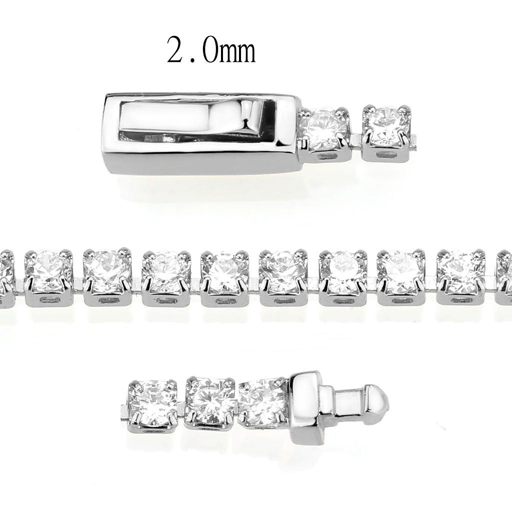 MA3W1685 - Rhodium Brass Bracelet with AAA Grade CZ in Clear