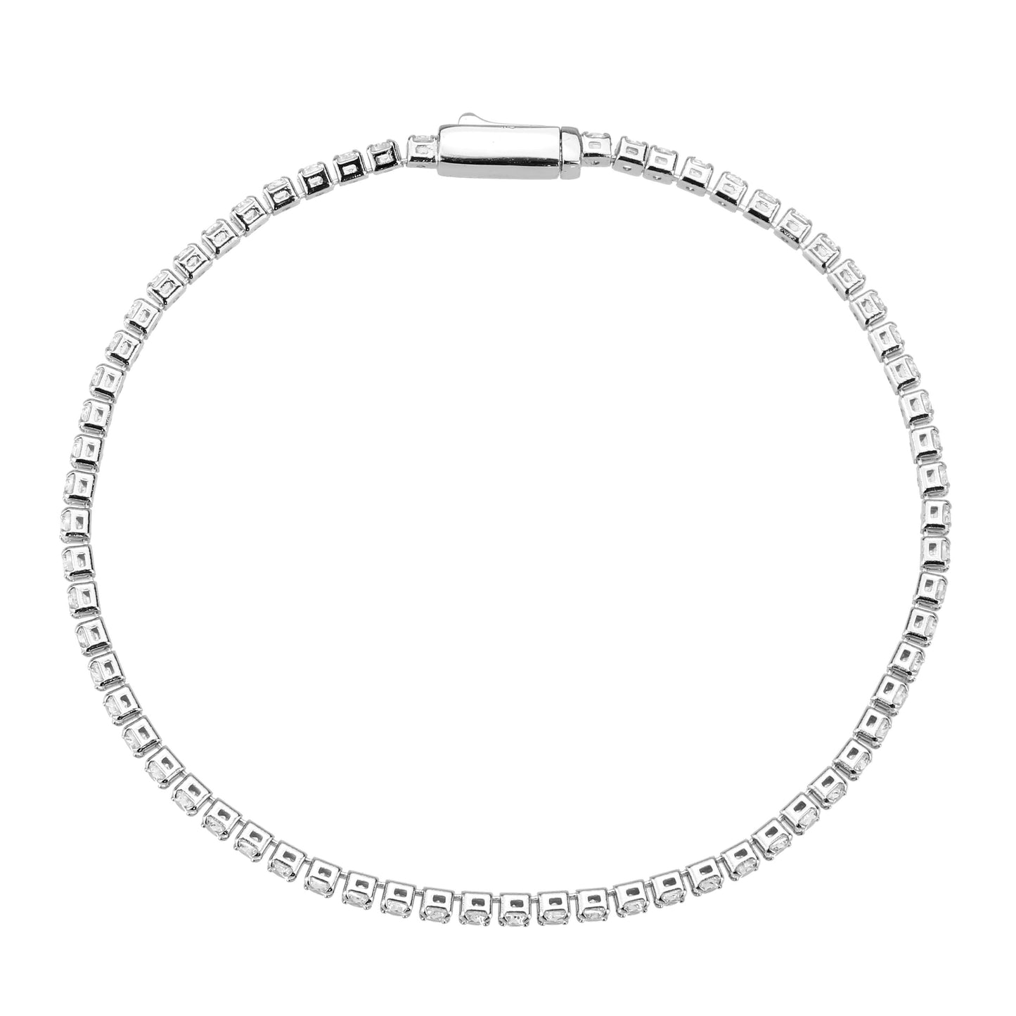 MA3W1685 - Rhodium Brass Bracelet with AAA Grade CZ in Clear